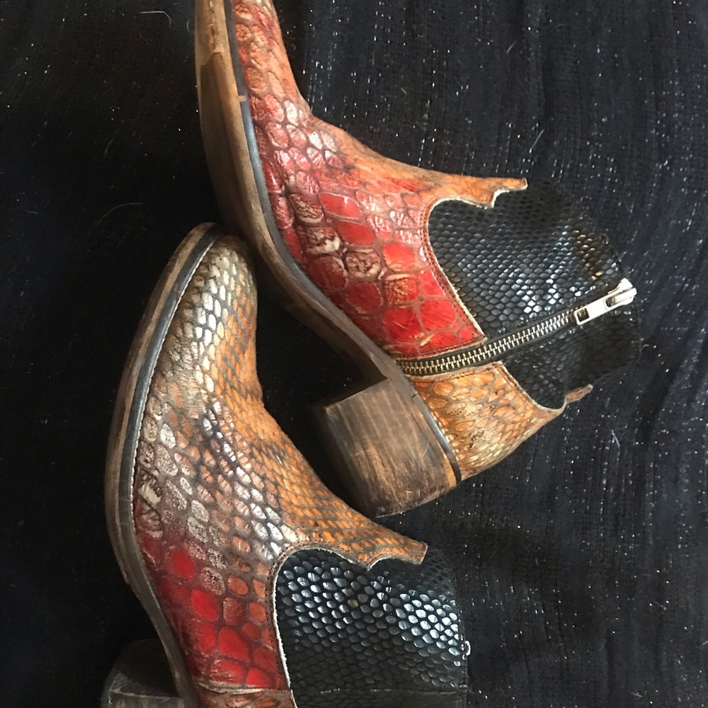 Free People snakeskin leather booties